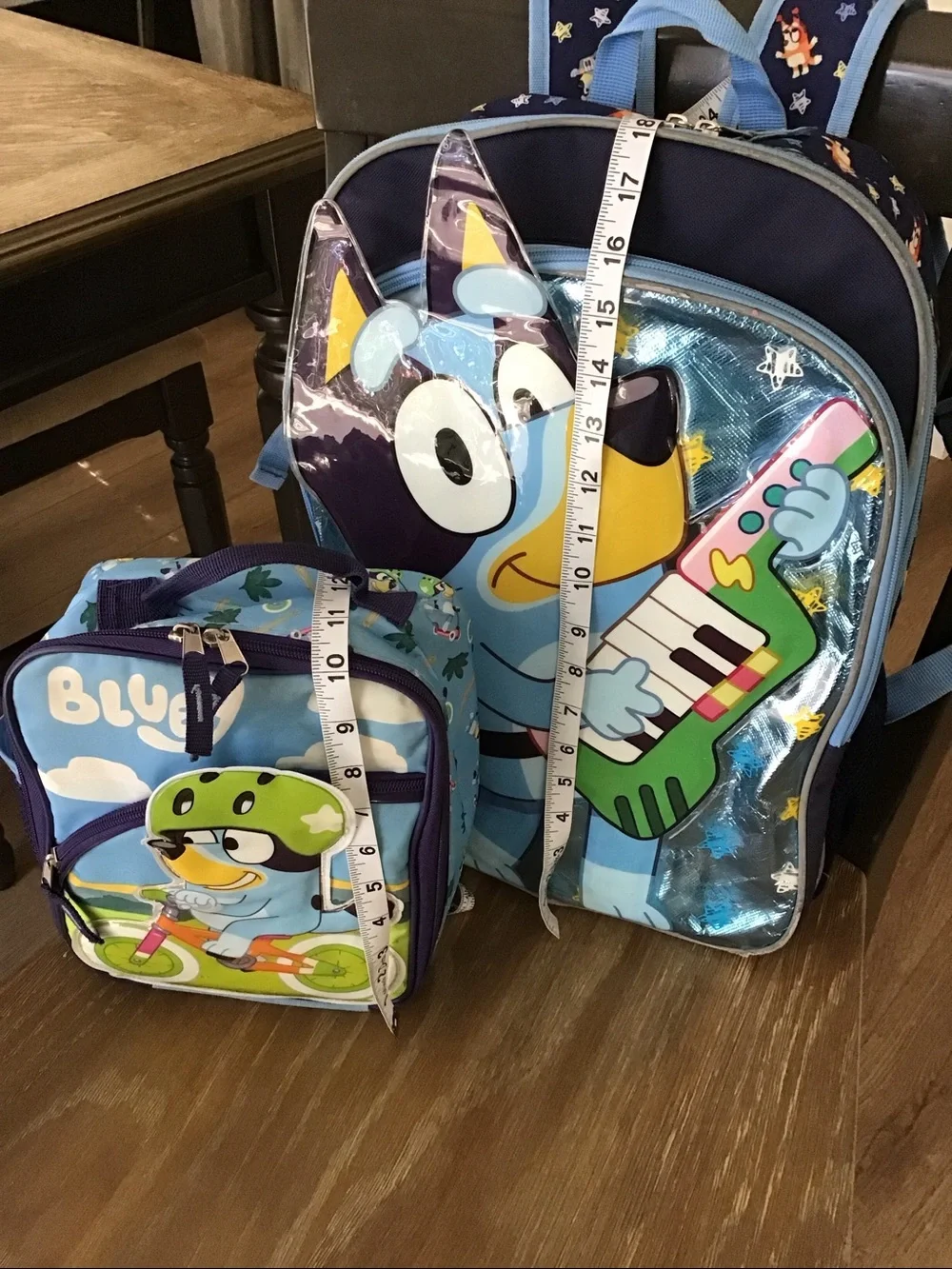 Bluey backpack full size, and lunch box